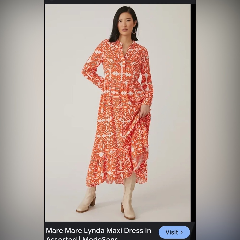 Anthropologie Orange Ruffled Tiered Sundress size M - Picture 3 of 12